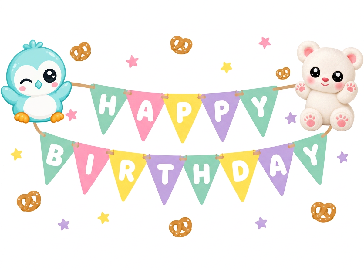 Happy Birthday Banner — free printable PretziPals birthday party sheet