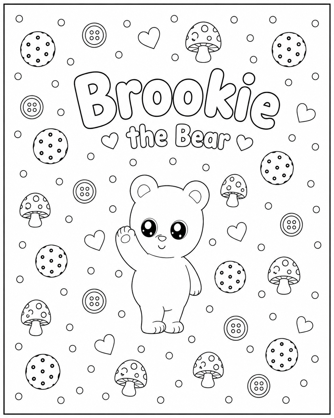 Brookie the Bear with Cookies free printable penguin coloring page