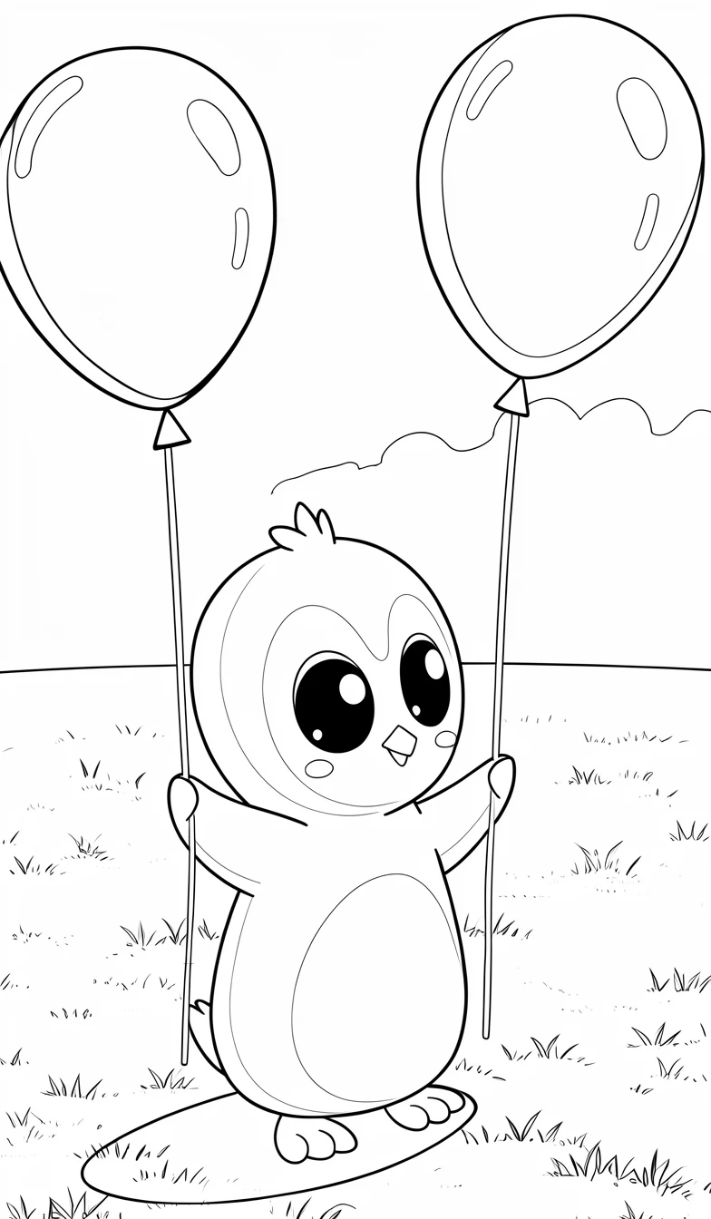 Penguin with Balloons